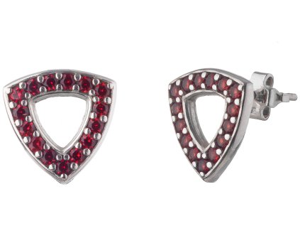 Silver earrings with czech garnet, rhodium plated - triangle                                        