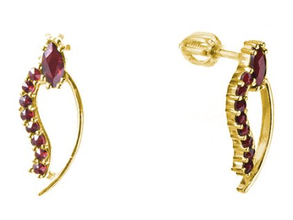 Silver earrings with czech garnet, gold plated - wave                                               