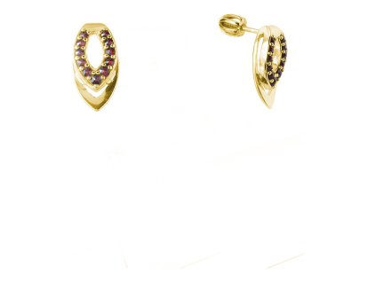 Silver earrings with czech garnet, gold plated - tip                                                