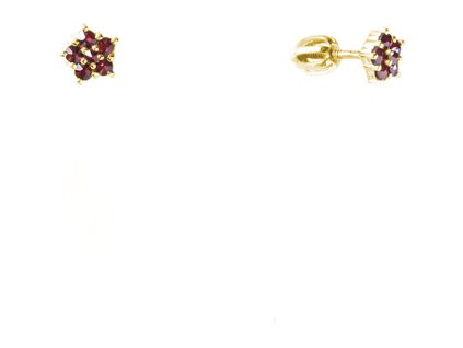Silver earrings with czech garnet, gold plated - flower                                             