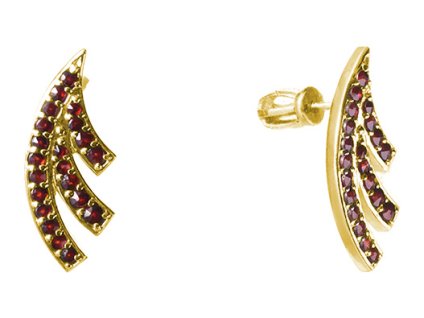 Silver earrings with czech garnet, gold plated                                                      
