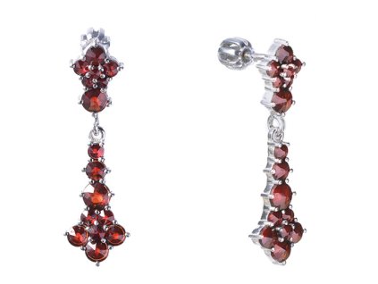 Silver earrings with czech garnet, rhodium plated                                                   