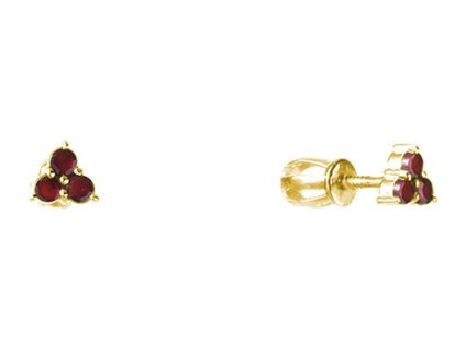 Silver earrings with czech garnet, gold plated                                                      