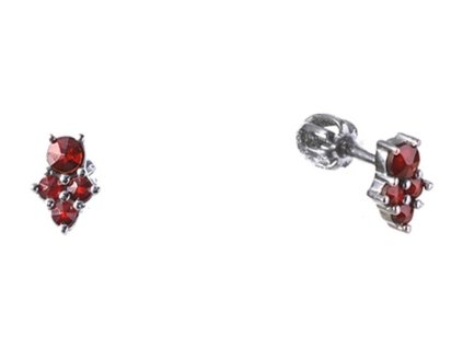 Silver earrings with czech garnet, rhodium plated                                                   