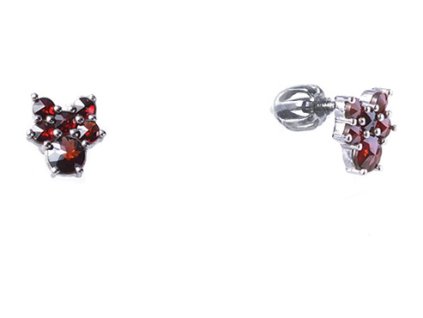 Silver earrings with czech garnet, rhodium plated                                                   
