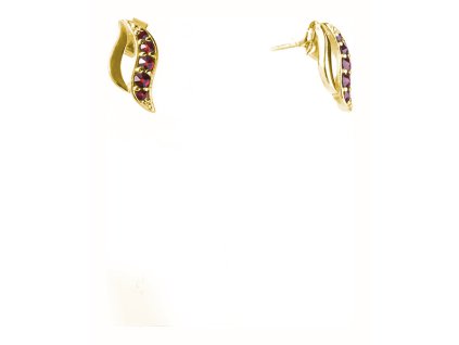 Silver earrings with czech garnet, gold plated - wave                                               