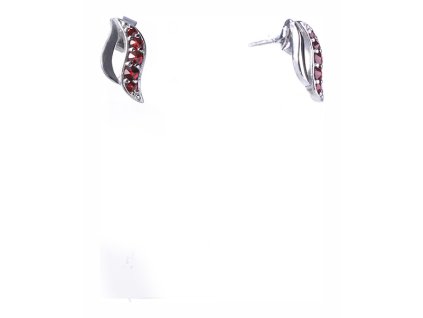 Silver earrings with czech garnet, rhodium plated - wave                                            