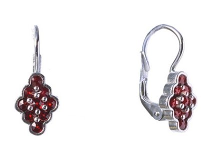 Silver earrings with czech garnet, rhodium plated - tip                                             