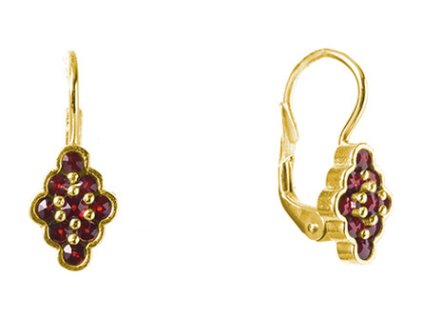 Silver earrings with czech garnet, gold plated - tip                                                