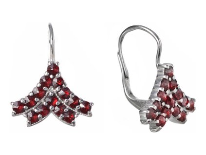 Silver earrings with czech garnet, rhodium plated - tip                                             