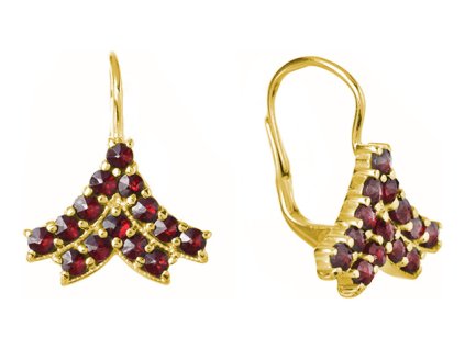 Silver earrings with czech garnet, gold plated - tip                                                