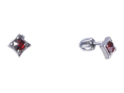 Silver earrings with czech garnet, rhodium plated                                                   