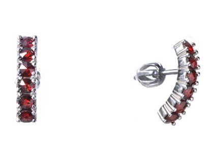 Silver earrings with czech garnet, rhodium plated - line                                            