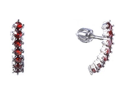 Silver earrings with czech garnet, rhodium plated - line                                            