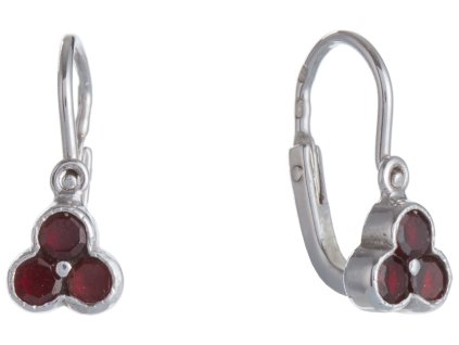 Silver earrings with czech garnet, rhodium plated                                                   