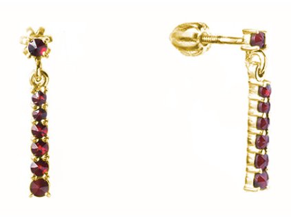 Silver earrings with czech garnet, gold plated - line                                               