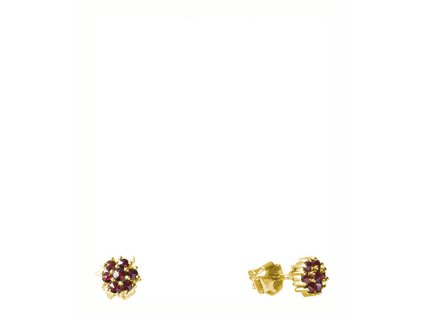Silver earrings with czech garnet, gold plated - flower                                             