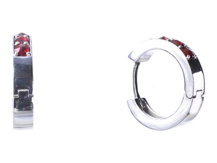 Silver earrings with czech garnet, rhodium plated - circle                                          