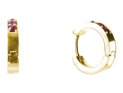 Silver earrings with czech garnet, gold plated - circle                                             