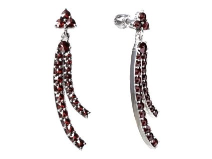 Silver earrings with czech garnet, rhodium plated - line                                            