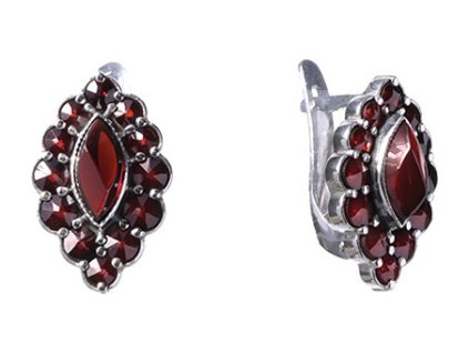 Silver earrings with czech garnet, rhodium plated - tip                                             