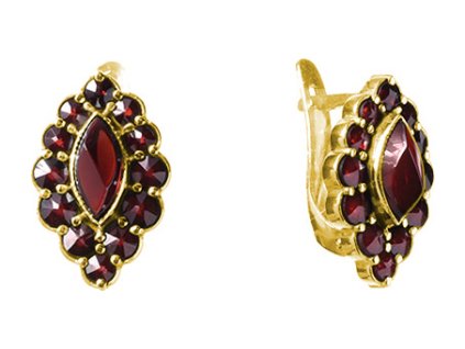Silver earrings with czech garnet, gold plated - tip                                                
