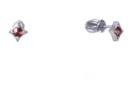 Silver earrings with czech garnet, rhodium plated                                                   