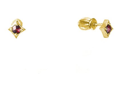 Silver earrings with czech garnet, gold plated                                                      