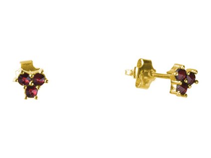 Silver earrings with czech garnet, gold plated                                                      