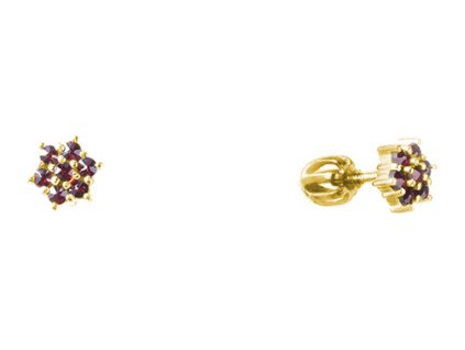 Silver earrings with czech garnet, gold plated - flower                                             