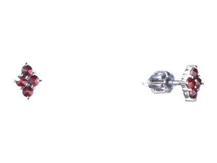 Silver earrings with czech garnet, rhodium plated                                                   