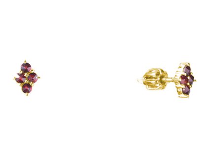 Silver earrings with czech garnet, gold plated                                                      