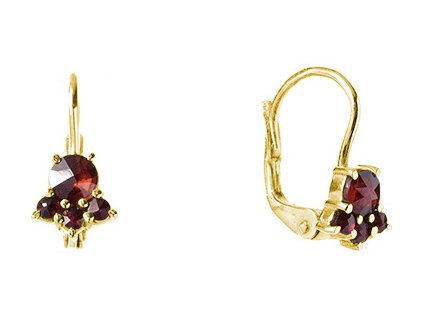Silver earrings with czech garnet, gold plated                                                      