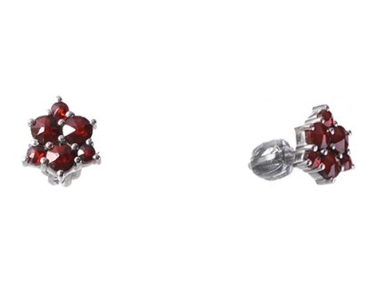 Silver earrings with czech garnet, rhodium plated                                                   