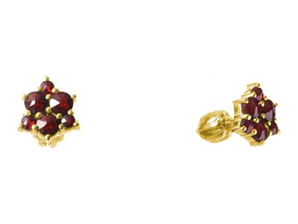 Silver earrings with czech garnet, gold plated                                                      