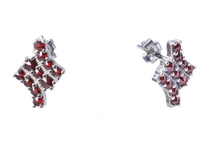 Silver earrings with czech garnet, rhodium plated                                                   