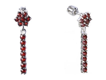 Silver earrings with czech garnet, rhodium plated - line                                            