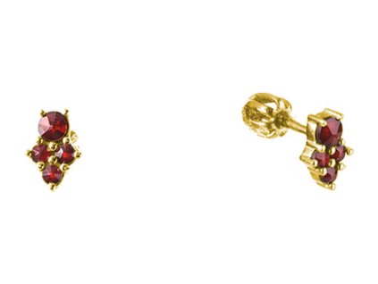 Silver earrings with czech garnet, gold plated                                                      