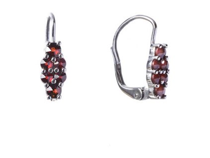 Silver earrings with czech garnet, rhodium plated                                                   