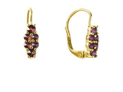 Silver earrings with czech garnet, gold plated                                                      