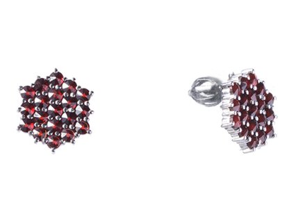 Silver earrings with czech garnet, rhodium plated                                                   