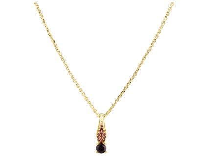 Silver necklace with czech garnet, gold plated                                                      
