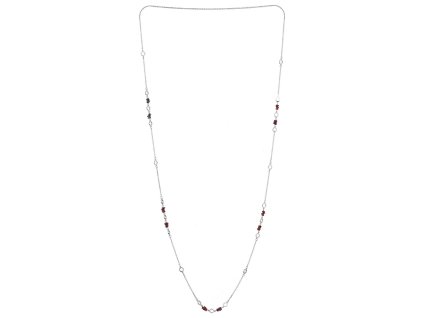 Silver necklace with czech garnet, rhodium plated - ring                                            