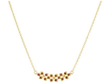 Silver necklace with czech garnet, gold plated - flower                                             