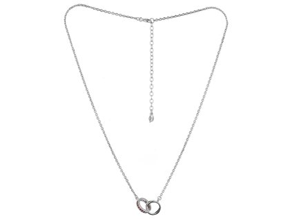 Silver necklace with czech garnet, rhodium plated - ring                                            