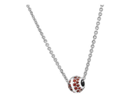 Silver necklace with czech garnet, rhodium plated - ball                                            