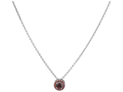 Silver necklace with czech garnet, rhodium plated - circle                                          