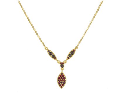 Silver necklace with czech garnet, gold plated - tip                                                