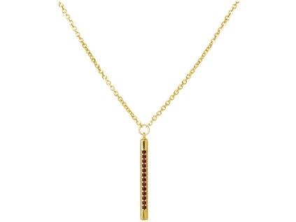 Silver necklace with czech garnet, gold plated - line                                               