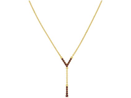 Silver necklace with czech garnet, gold plated                                                      
